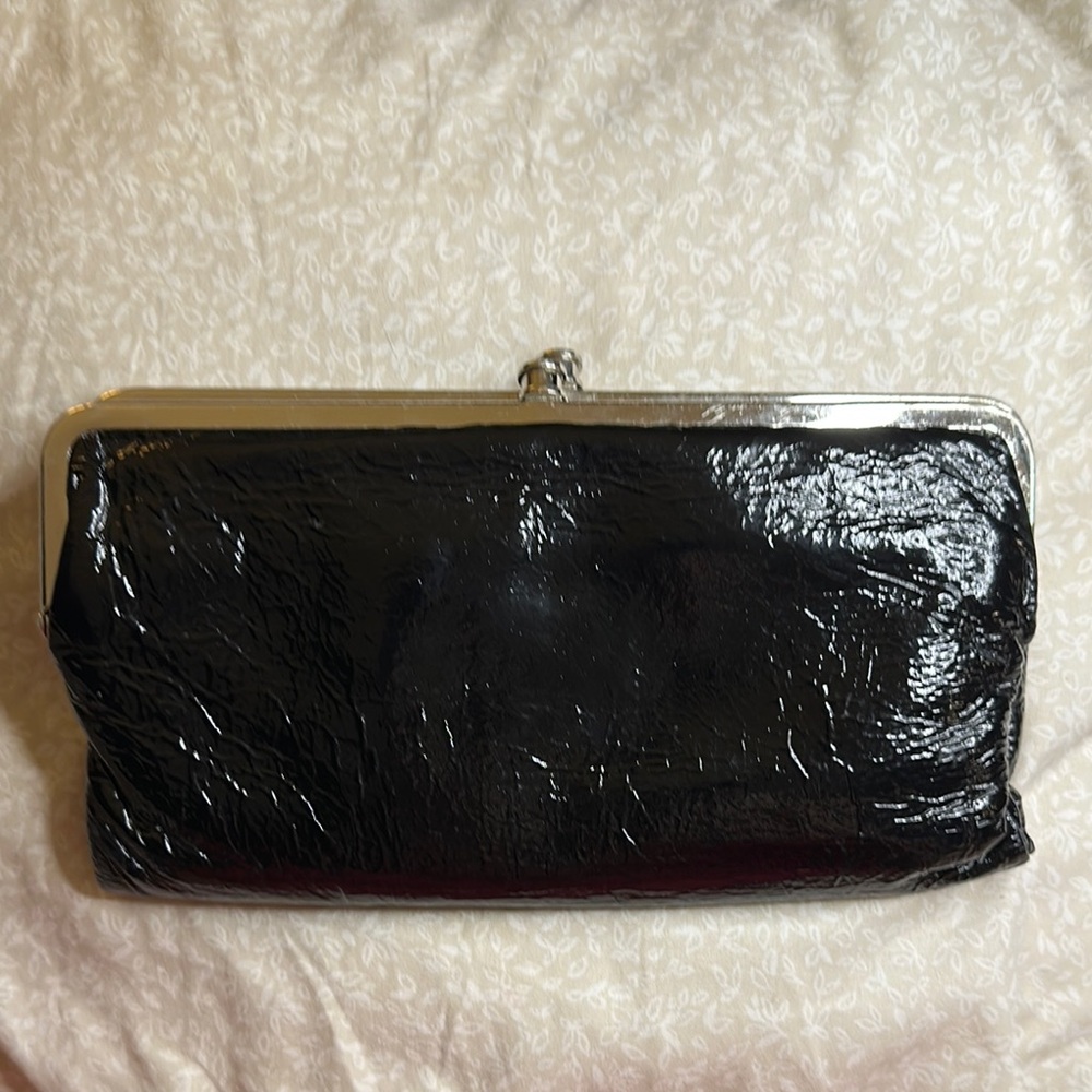 Elegant Black Hobo Kiss Lock Clutch Wallet